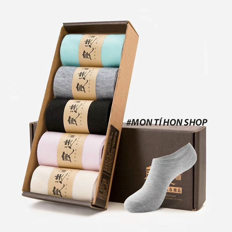 Bít tất/ vỡ nữ chất cotton tăm Hộp 5 đôi đôi loại đẹp