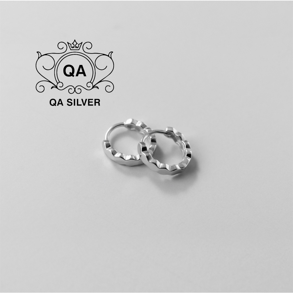 Khuyên tai bạc 925 tròn đa giác bông kẹp vành nam nữ S925 HOOP QA SILVER Earrings EA220502