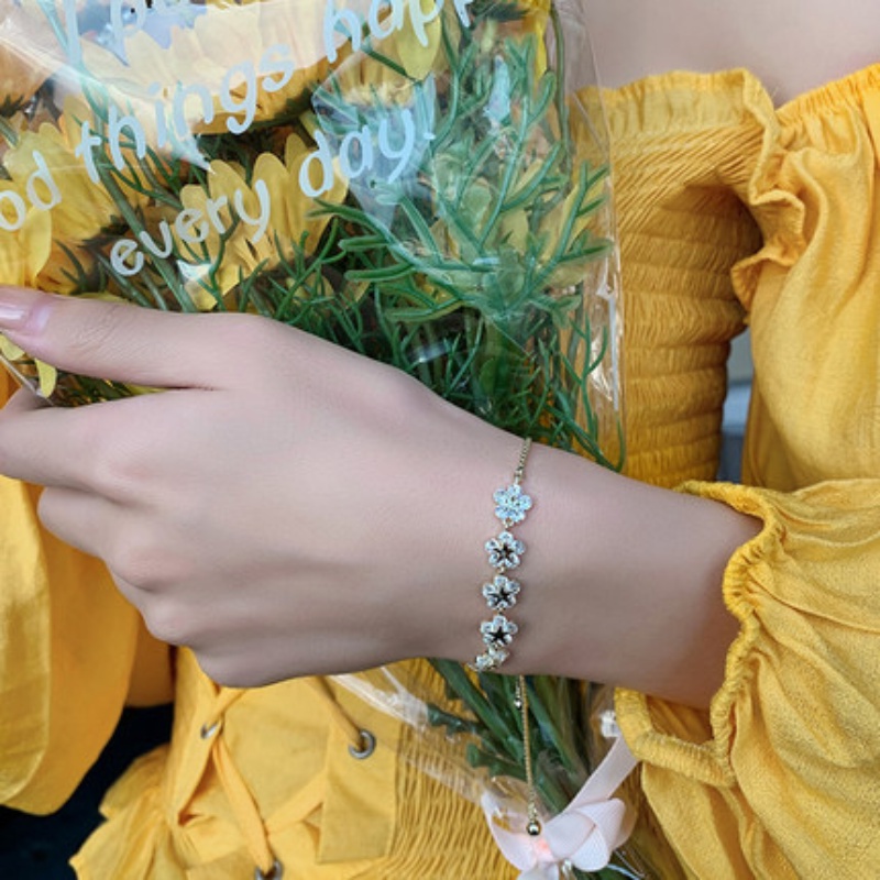 Vòng tay đính đá zircon hình hoa mận tinh tế phong cách Hàn Quốc thời trang cho nữ