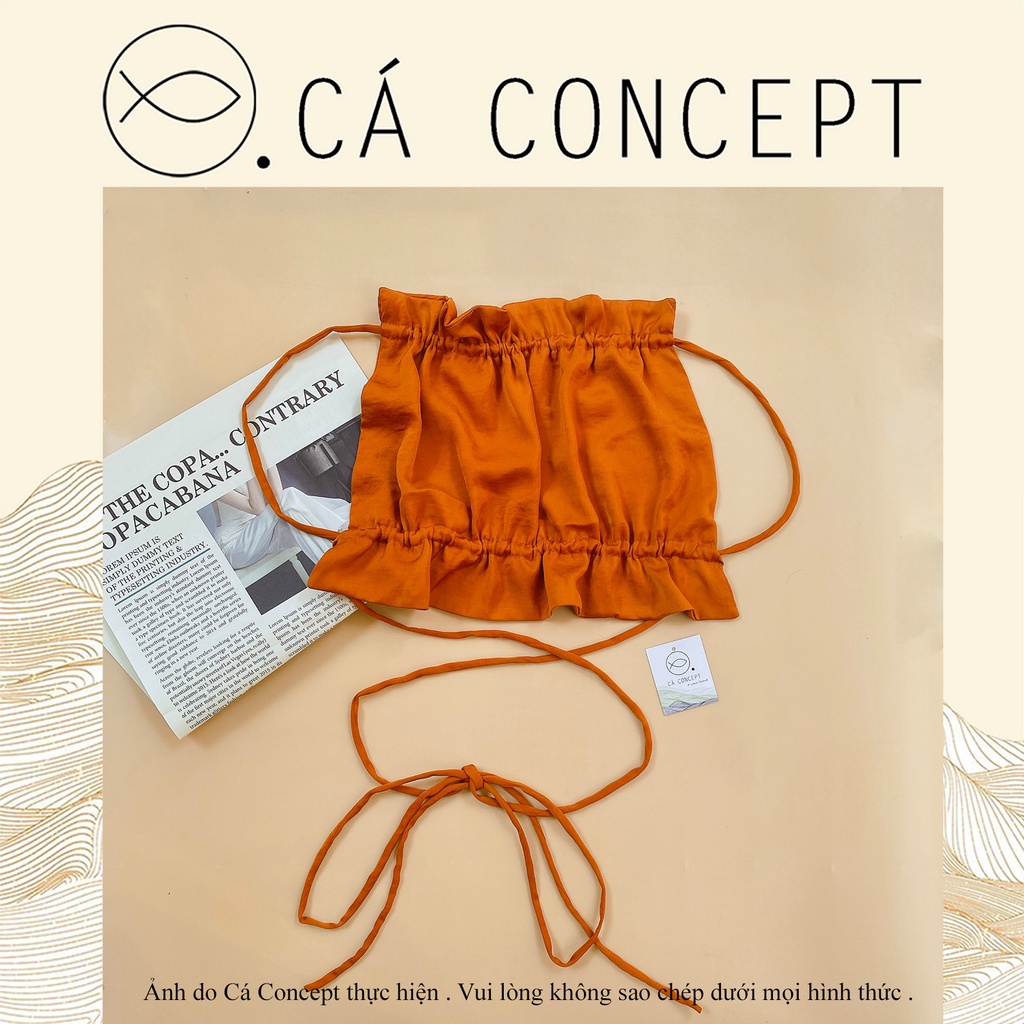 Áo hở lưng cột dây freesize CÁ CONCEPT áo vải phi lụa cam đủ size