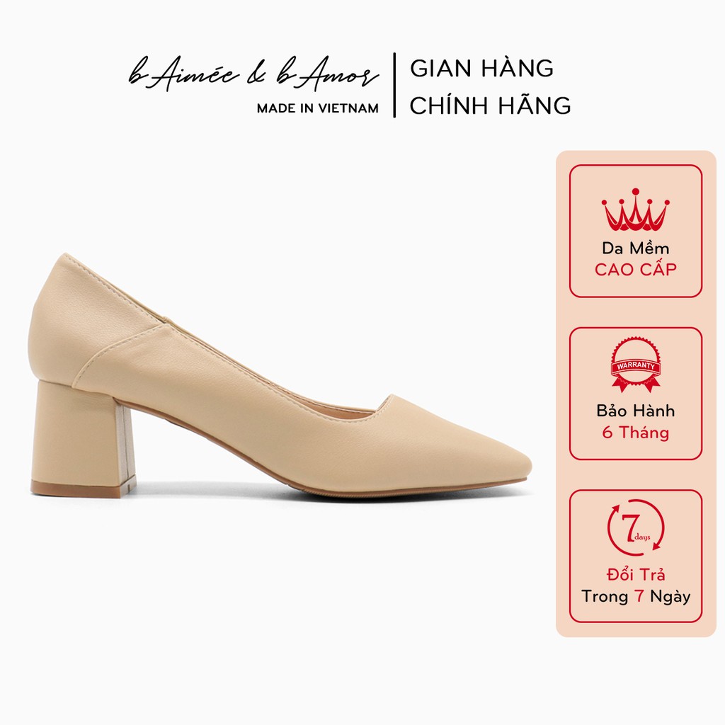 Giày cao gót nữ đế vuông cao 5p mũi vuông thời trang công sở hàn quốc đẹp cao cấp bAimée &amp; bAmor - MS1676