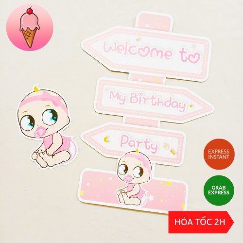 Bảng Welcome Trang Trí Sinh Nhật Bé Trai Bé Gái Nhiều Chủ Đề Siêu Đáng Yêu Dễ Thương - Kem Shop K13