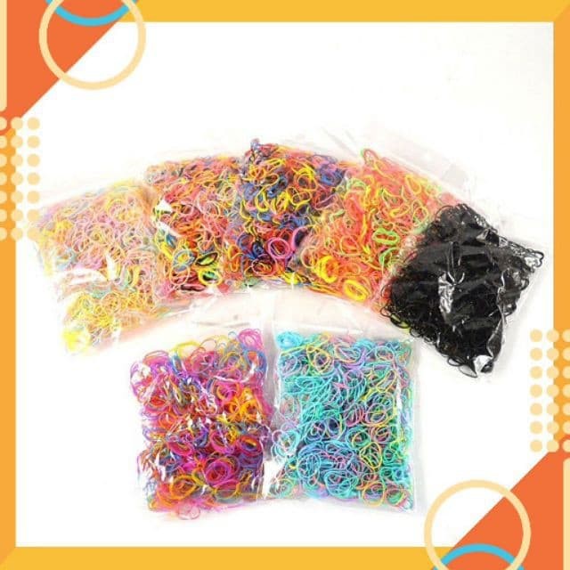 COMBO 500 DÂY CHUN CỘT TÓC, BUỘC TÓC ĐỦ MÀU KÈM TÚI ĐẸP CUTE CHO BÉ