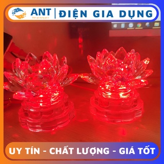 Đèn thờ hoa sen, đèn thờ pha lê đổi màu - PL40