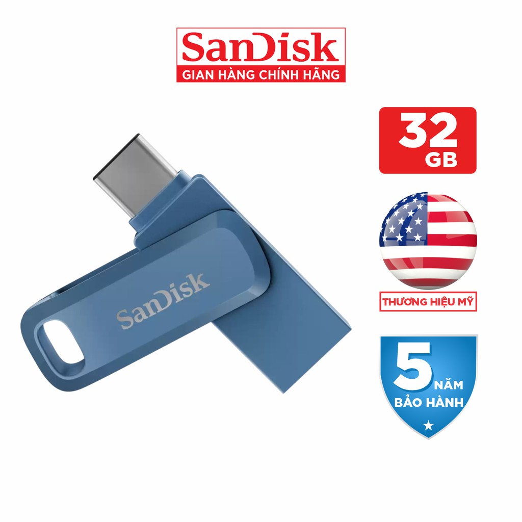 USB OTG SanDisk Ultra Dual 32GB Type-C USB 3.1 - SDDDC3-032G-G46NB - Hàng Phân Phối Chính Hãng