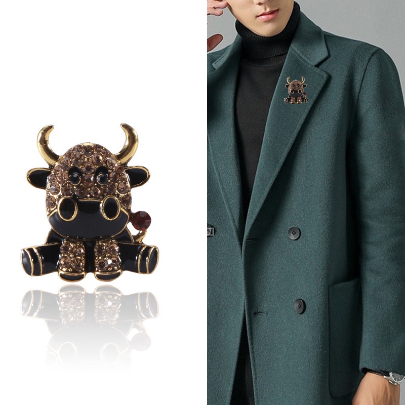 Ghim Cài Áo Hình Bò Sữa Hoạt Hình Đính Đá Thời Trang Dành Cho Nữ