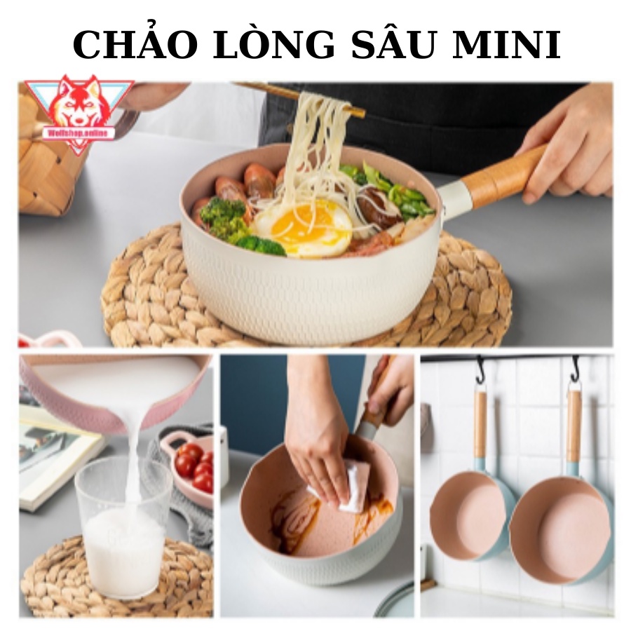 Chảo chống dính sâu lòng mini 18cm, chiên rán tiện loại, dùng cho mọi loại bếp