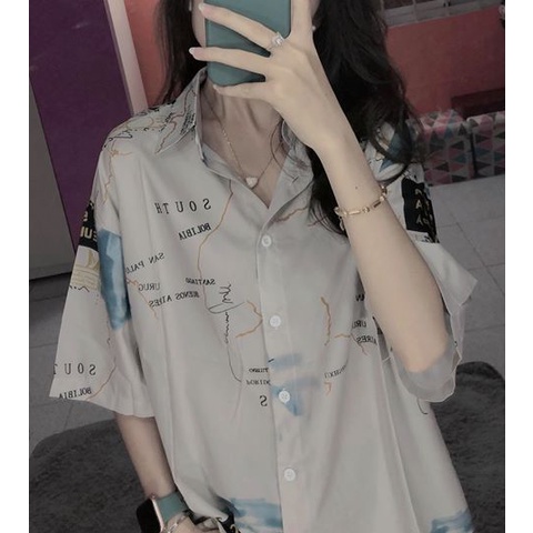 LEEVA - Áo nhóm,áo sơ mi nữ form rộng họa tiết cá tính LEEVA L245