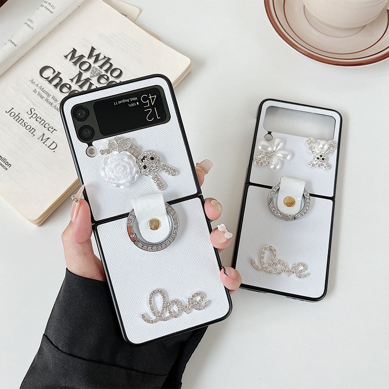 Bao Da Điện Thoại Chống Sốc Hình Gấu Đính Đá Cho samsung galaxy z flip 4 3 flip3 flip4 5g Ốp