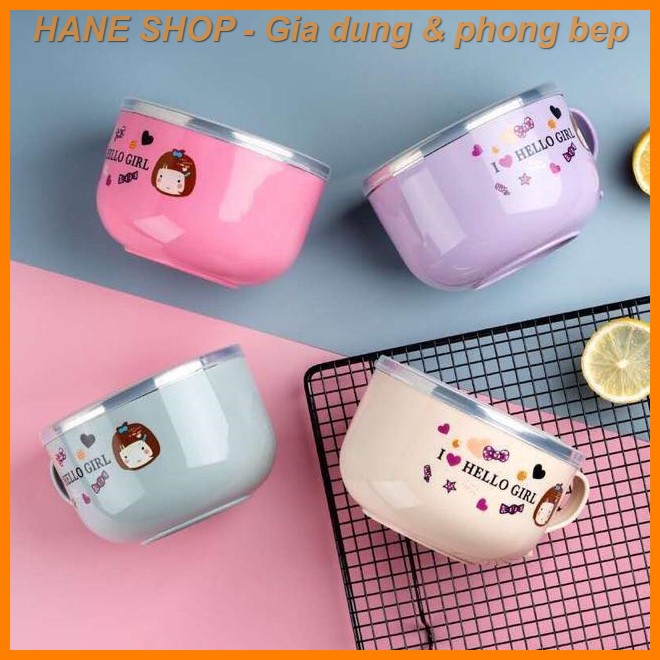 [Chọn màu]Ca ăn mì_/ Tô giữ nhiệt có nắp và quai chống nóng tiện dụng size 12cm 14cm hình hoạ tiết xinh xắn nhiều màu