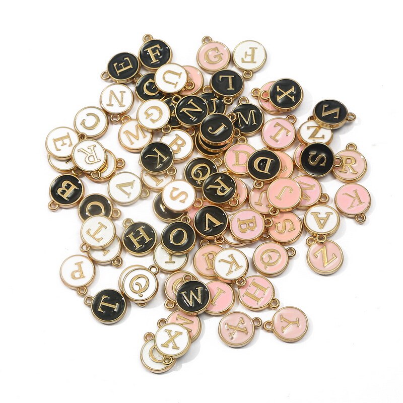 Bộ 10 mặt dây chuyền hình chữ cái từ A-P tráng men in 2 mặt