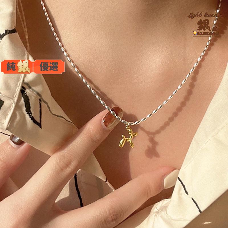 Dây Chuyền Bạc 925 Mặt Hình Cún Và Bong Bóng Dễ Thương Phong Cách Hàn Quốc Cao Cấp