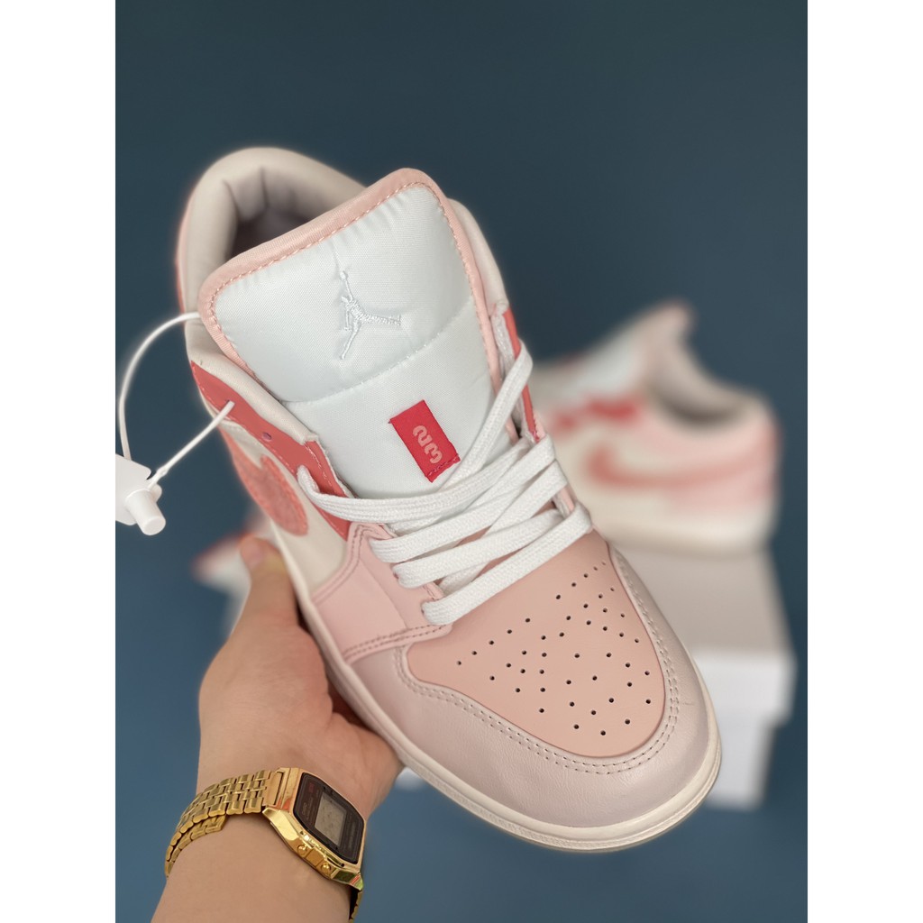 Giày Sneaker Nữ Jordan 1 Low Mighty Swooshes - Hồng Cổ Thấp Nữ Tính, Cute (Ảnh Thật + Hàng Sẵn)