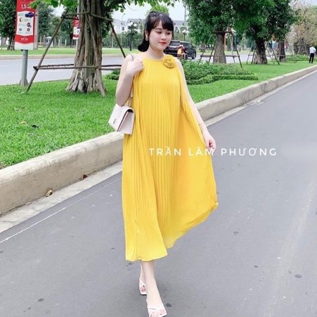 VÁY ĐẦM MAXI 2 DÂY| CỔ YẾM DẬP LY HOA CÀI Chất đũi lụa mềm đẹp - Hàng may kỹ - Lên form y mẫu