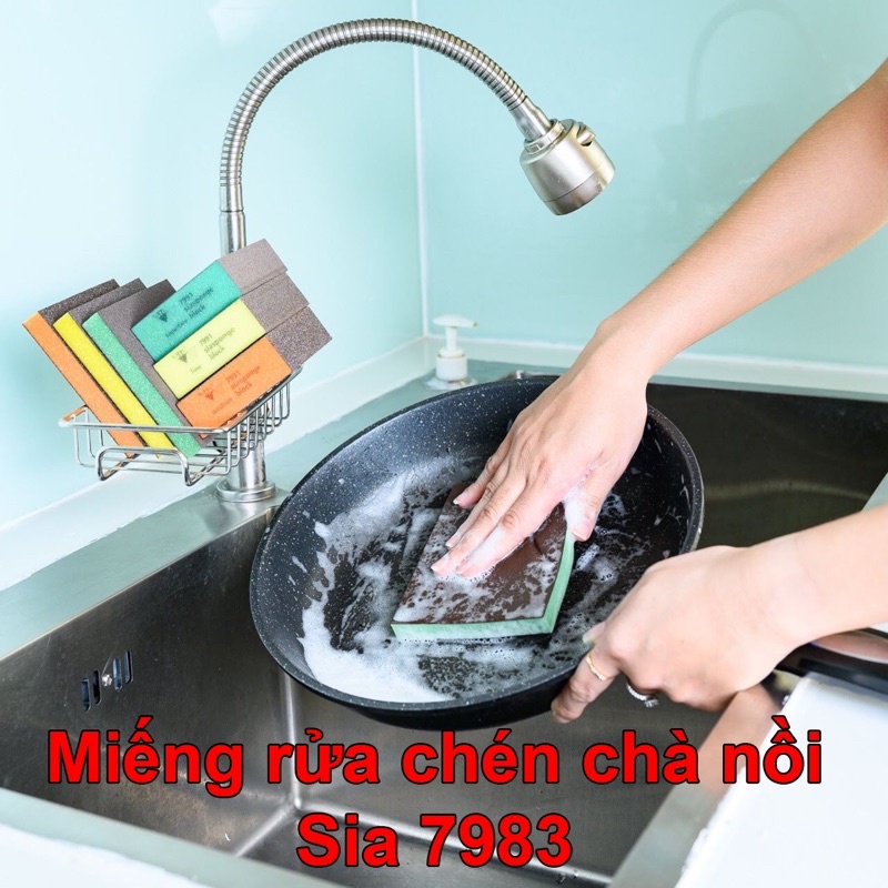 Nhám xốp chà nhám, rửa chén, chà nồi Sia 2 mặt 7983