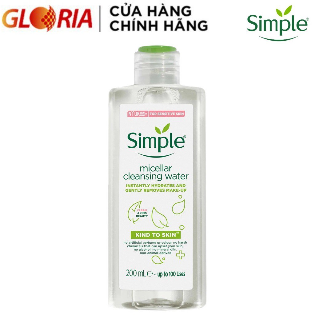 Nước Tẩy Trang Không Cồn Simple Kind To Skin Micellar Cleansing Water 200ml