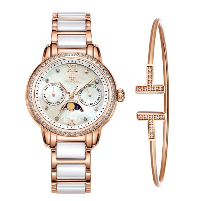 Đồng hồ nữ Mamona tặng kèm vòng tay chính hãng