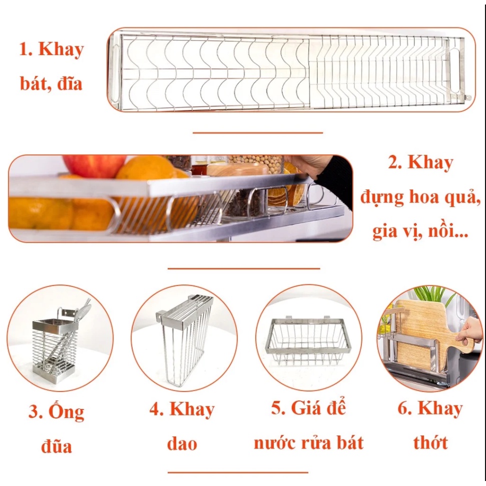 Kệ Inox Úp Chén Bát Nồi 1 Tầng 2 Tầng FOODCOM Liền Khối Chắc Chắn Tiện Lợi Đa Năng