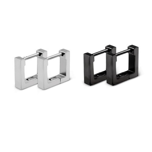 Bông Tai Nam Khoen Hình Vuông Titan Không Đen TT 2426