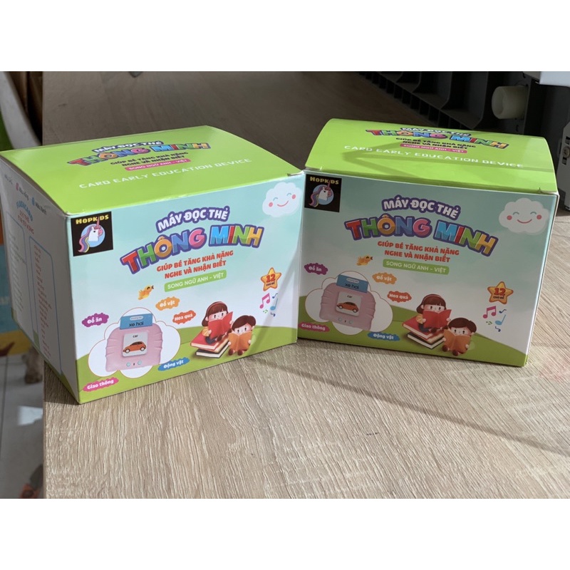 Bộ thẻ học thông minh cho bé, máy đọc thẻ tiếng anh flashcard Anh-Việt 255 thẻ, 510 từ vựng có dây sạc loại 1