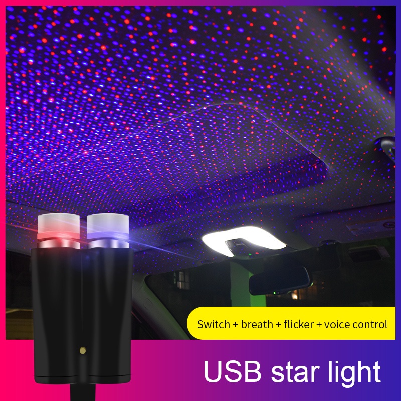 Đèn LED laser USB Ánh Sáng Đỏ Chiếu Hình Ngôi Sao Tạo Không Khí Trên Nóc Xe Hơi