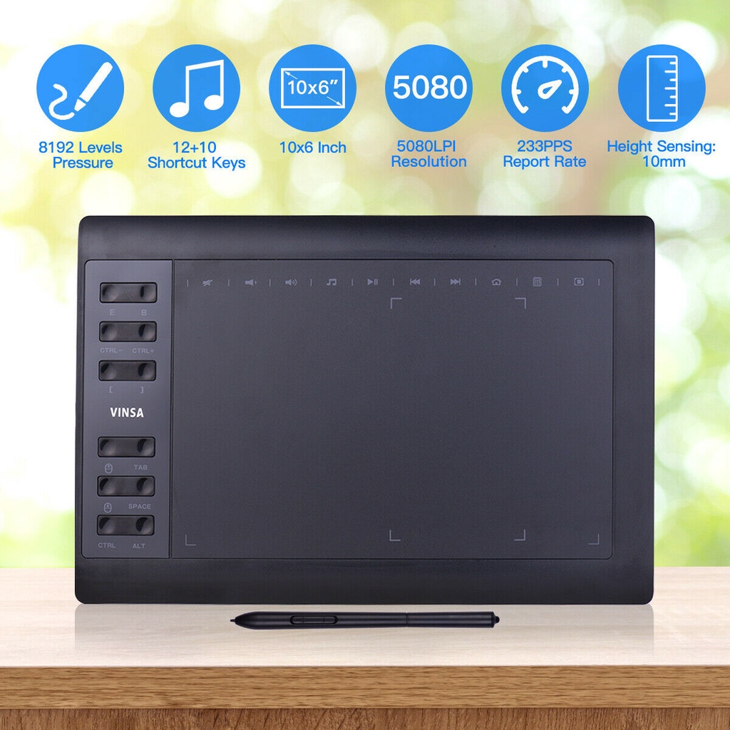 Bảng điện tử thông minh G-10 Cao cấp, màn 10x6 inch, tương thích Window, Mac và Android, Hỗ trợ Dạy&amp;Học Online