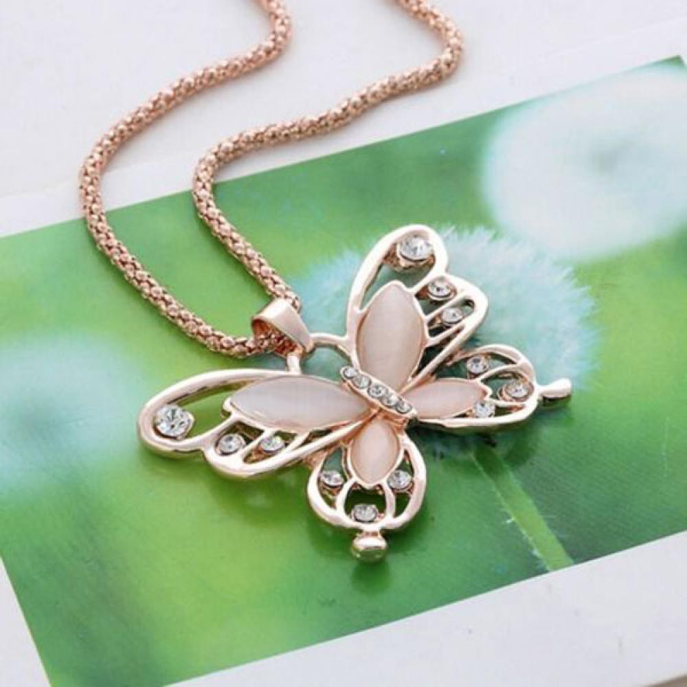 Dây chuyền mặt bướm mạ vàng đính đá Opal CZ