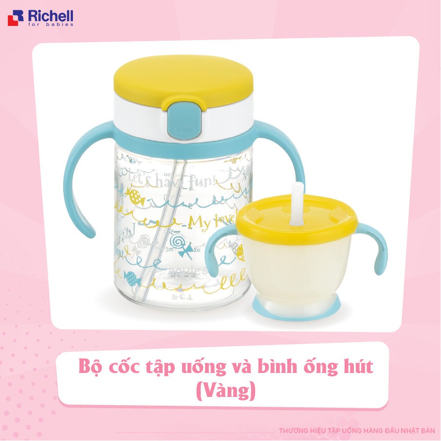 Combo bình ống hút Richell và cốc 3 giai đoạn