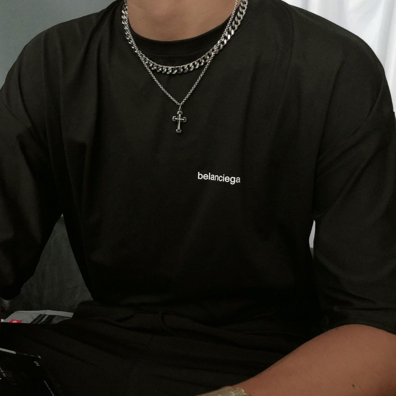 Dây Chuyền Hai Lớp Bằng Thép Titan 22672 Phong Cách Hip Hop Dễ Phối Đồ