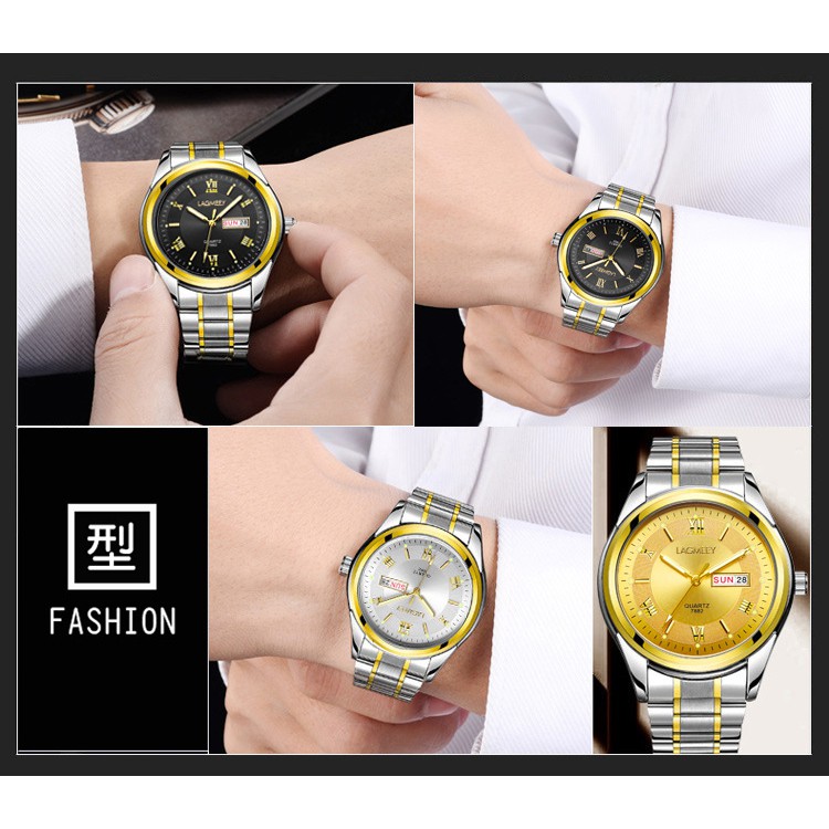 (New Arrival) ĐỒng Hồ Nam Chạy 2 Lịch LAGMEEY Phiên Bản Doanh Nhân 2018 Dây Thép Không gỉ Cao Cấp | BigBuy360 - bigbuy360.vn