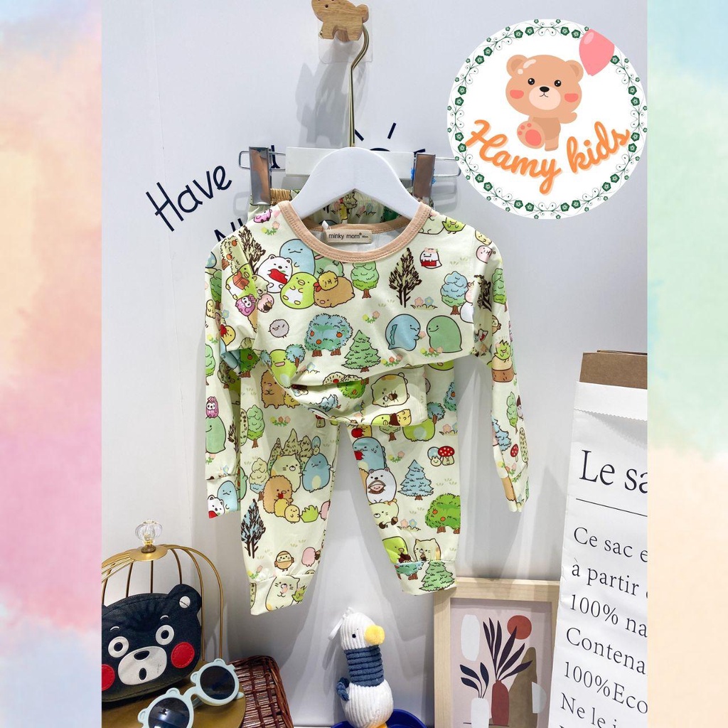 Bộ Minky Mom Chính Hãng Dài Tay Bé Trai Bé Gái Chất Thun Lạnh 3D Thoáng Mát Cho Bé Từ 0-5 Tuổi Dưới 20kg - Hamykids