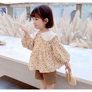 Áo sơ mi cổ ren thêu hoa cho bé