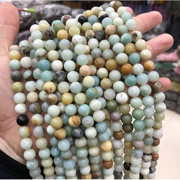 Chuỗi hạt đá tròn tự nhiên nhiều màu 1 dây 4/ 6/ 8/ 10/ 12mm dùng làm trang sức độc đáo