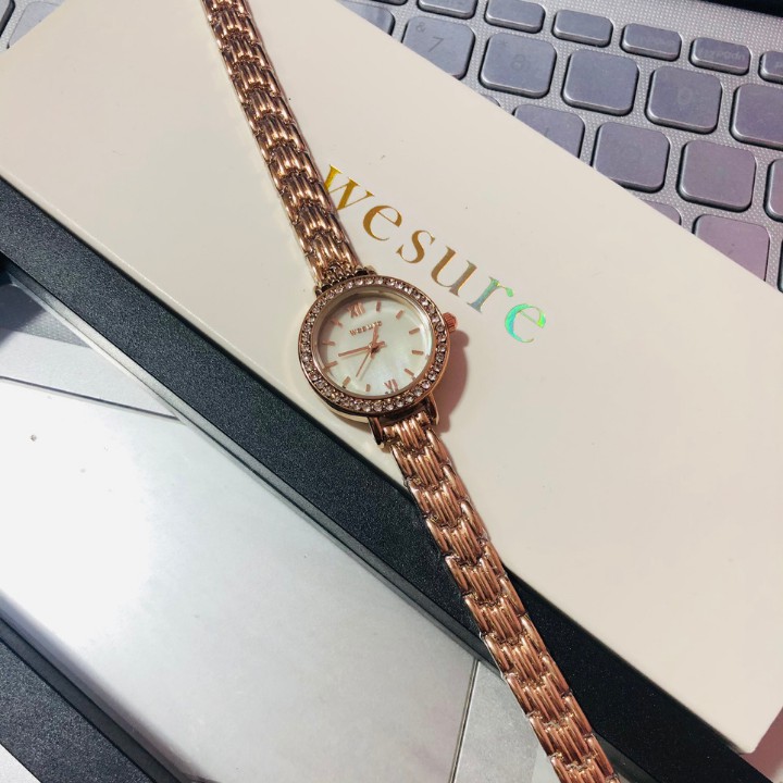 [Full box ] Đồng hồ nữ dây kim loại We.sure mặt tròn nhỏ case 26