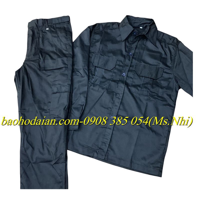 Quần áo vệ sĩ dài tay màu đen vải kaki 65/35 thấm hút mồ hôi- Hình thật
