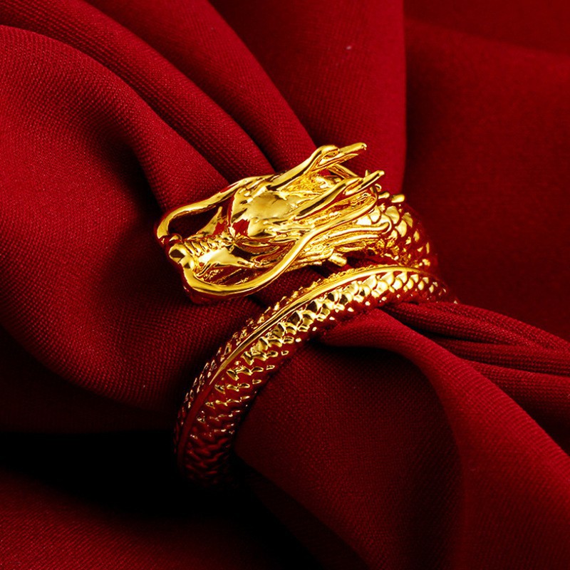 Trang sức mạ vàng 24K nam và nữ nhẫn rồng vàng