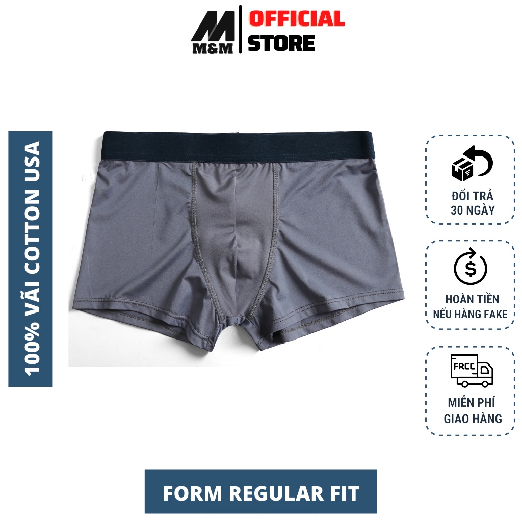 Quần Lót Nam Boxer M&amp;M Quần Lót Nam Thun Lạnh Cao Cấp,  Mềm Mại Thấm Hút Mồ Hôi, 100% Thoáng Khí  BX01