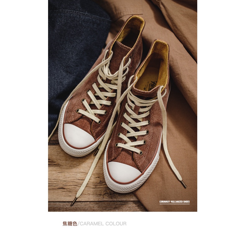 Giày thể thao MADEN vải canvas khung kẻ phong cách retro trẻ trung thời trang