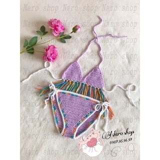 (SALE HÀNG CÓ SẴN) BỘ BIKINI LEN MÓC TUA RUA CỰC XINH CHO BÉ