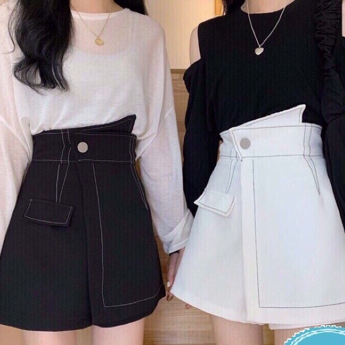 Quần giả váy đắp chéo lệch tà Chỉ nổi CAO CẤP
