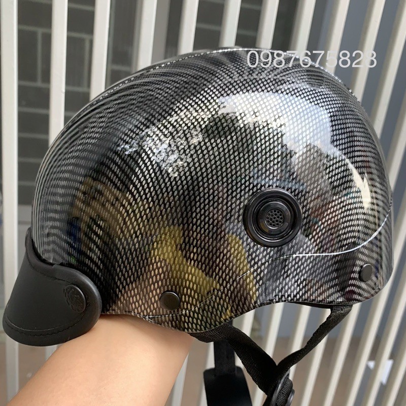 {ẢNH + VIDEO THẬT } Nón nửa đầu nhúng carbon mẫu mới nhất