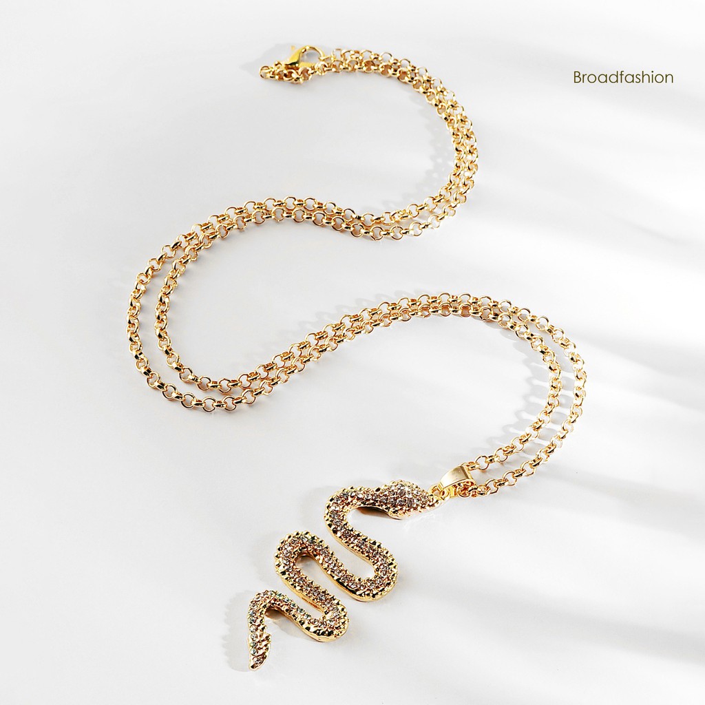 vòng cổ Nữ Mạ Vàng Thiết Kế Hình Rắn Đính Đá Đơn Giản
