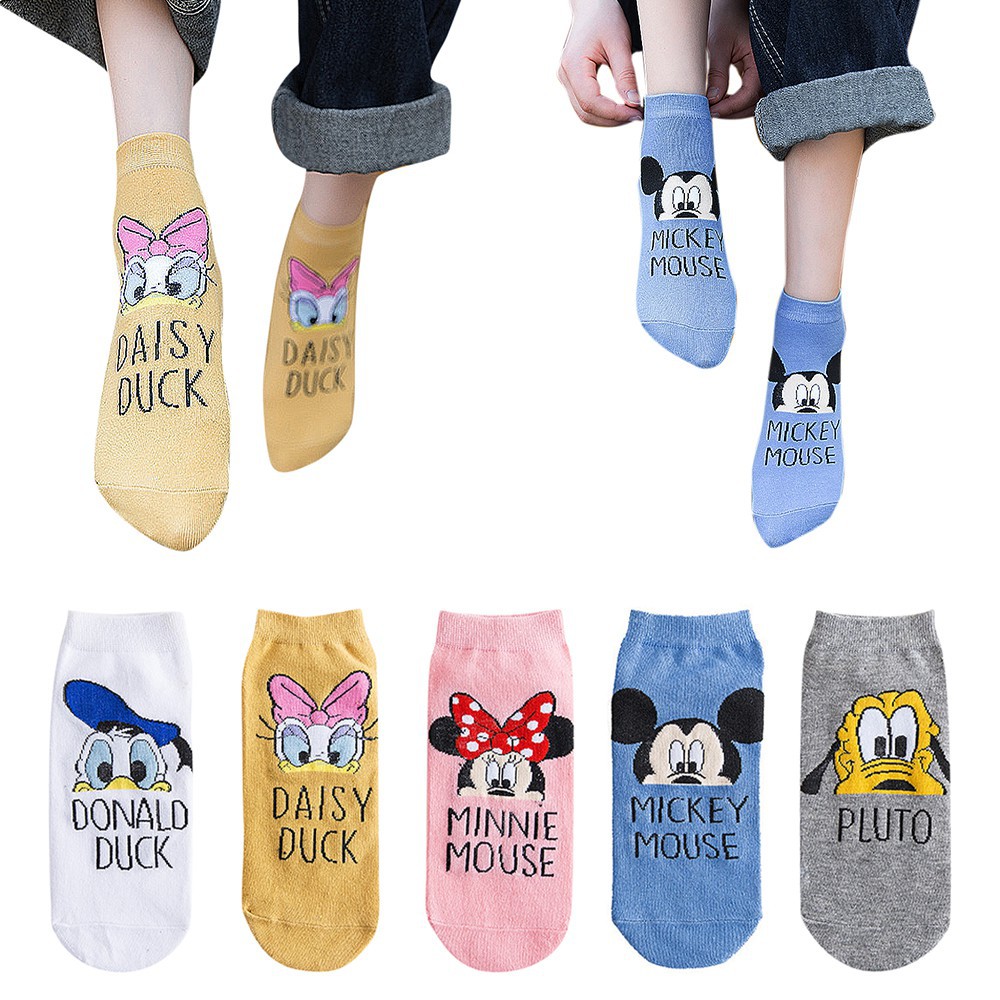 DISNEY DONALD DUCK Vớ Cotton Nữ In Hình Vịt Donald Phong Cách Hàn Quốc