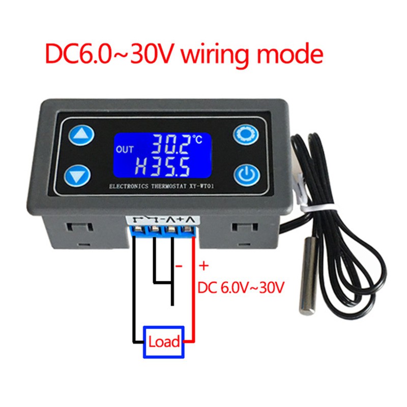 Bộ điều chỉnh nhiệt độ kỹ thuật số 10A Bộ điều chỉnh nhiệt DC 6V-30V Bộ điều chỉnh nhiệt cảm biến LCD