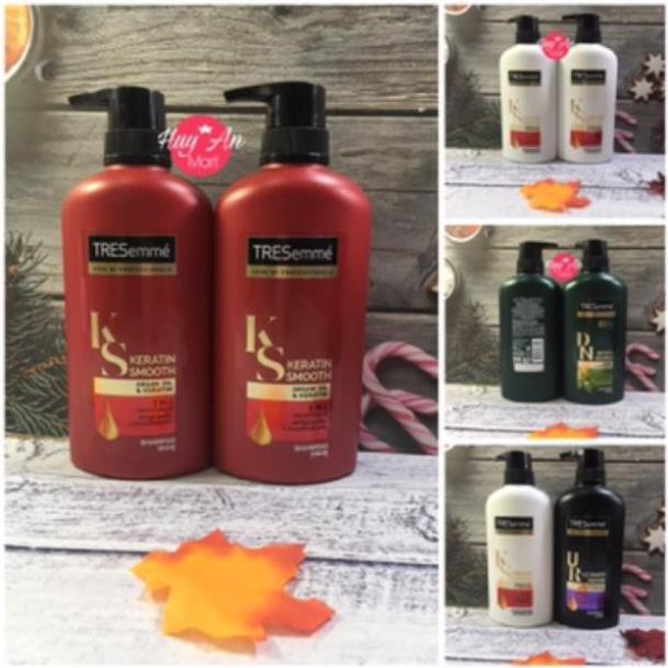 2 chai dầu gội đầu Tresemme KERATIN SMOOTH màu đỏ FREESHIP cặp dầu gội xả thái lan 450ml, 5 trong 1 suôn mượt vào nếp