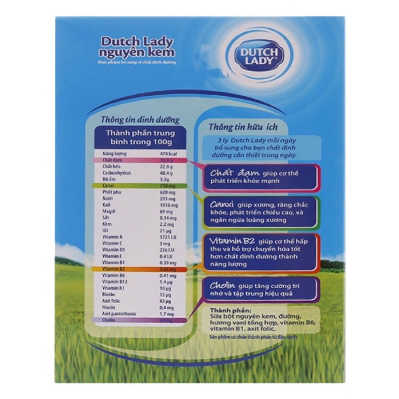 Sữa Bột Nguyên Kem Dutch Lady Hộp Giấy 400g