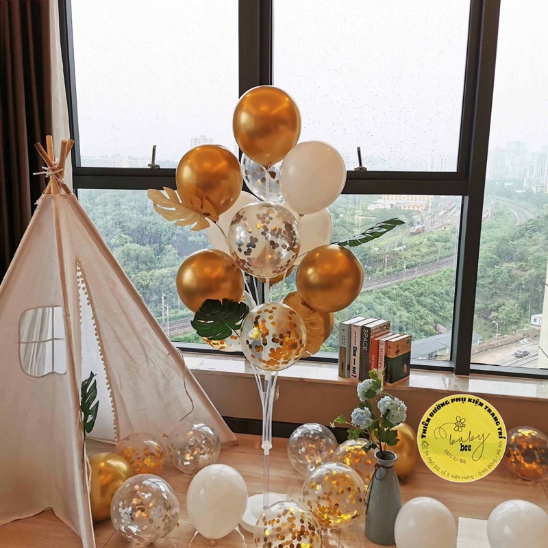 Trụ bóng bay cao 1,3m 13 nhánh trang trí sinh nhật- Baby bee