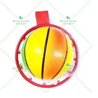 BÓNG RỔ NHÍ CÓ RỔ NHỰA (chưa bơm/ tặng kim bơm)