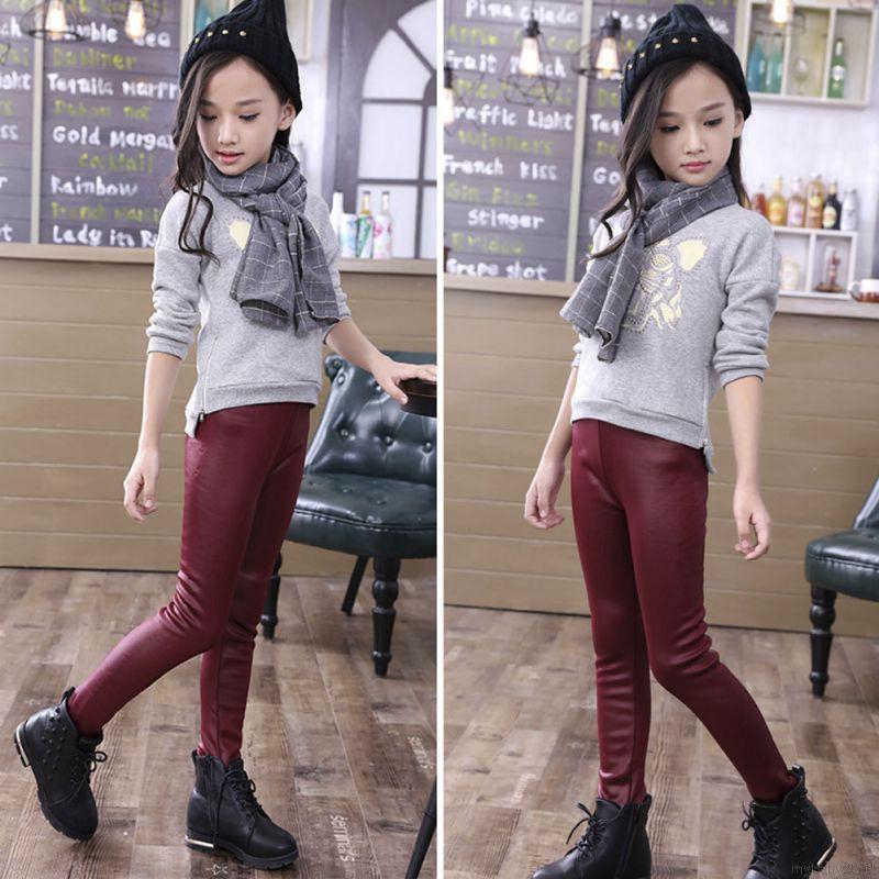 Quần legging co dãn màu trơn cho bé gái