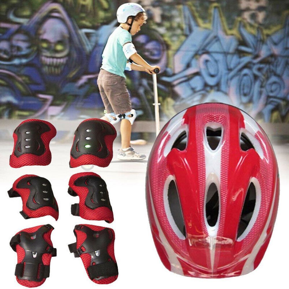 Set 7 món dụng cụ bảo hộ gồm nón bảo hiểm và đệm đầu gối khuỷu tay cổ tay an toàn thiết thực cho trẻ em